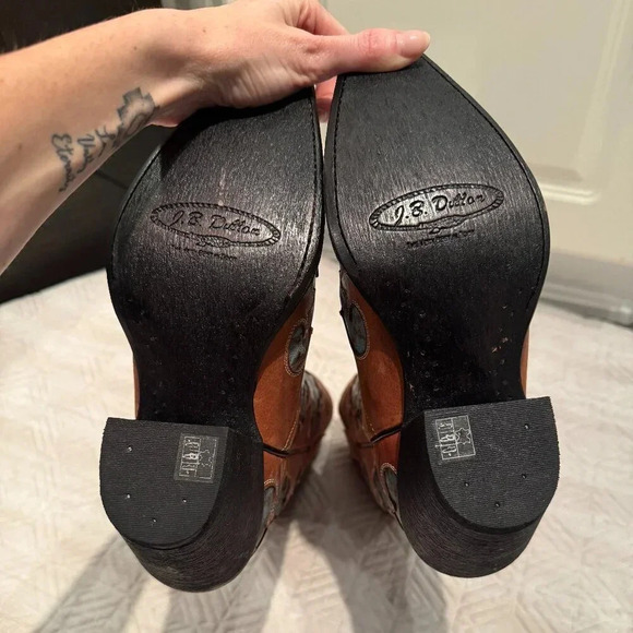 NEW Vintage Brown and Turquoise Leather Cowboy Boots, Nashville Boot Co,  US 7 - Picture 2 of 6